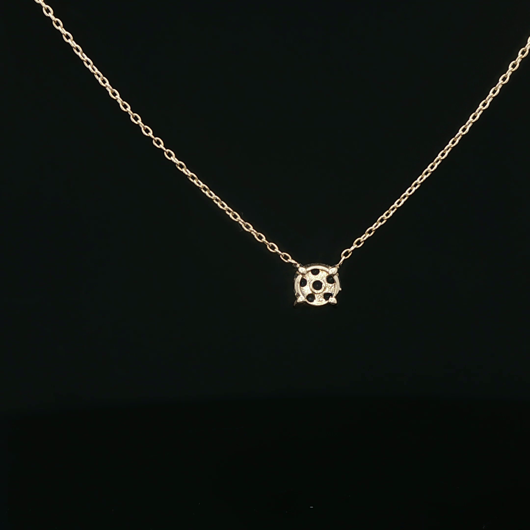 Yellow Gold Necklace with Deep Blue Sapphire Pendant