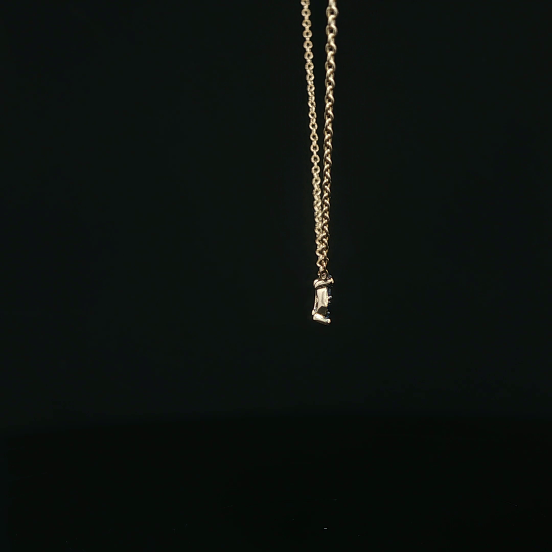 Yellow Gold Necklace with Deep Blue Sapphire Pendant
