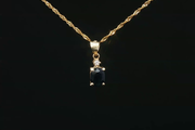 Yellow Gold Charm Necklace with Black Sapphire Pendant