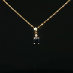 Load image into Gallery viewer, Yellow Gold Charm Necklace with Black Sapphire Pendant