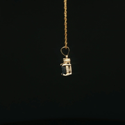 Yellow Gold Charm Necklace with Black Sapphire Pendant