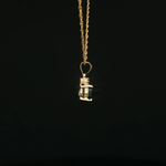 Load image into Gallery viewer, Yellow Gold Charm Necklace with Black Sapphire Pendant