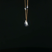 Yellow Gold Necklace with Blue Pear-Shaped Sapphire & Diamonds