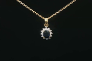 Yellow Gold Necklace with Deep Blue Oval Sapphire Charm