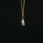 Load image into Gallery viewer, Yellow Gold Necklace with Deep Blue Oval Sapphire Charm