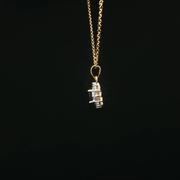 Yellow Gold Necklace with Deep Blue Oval Sapphire Charm