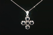 White Gold Charm Necklace with Deep Blue Sapphire