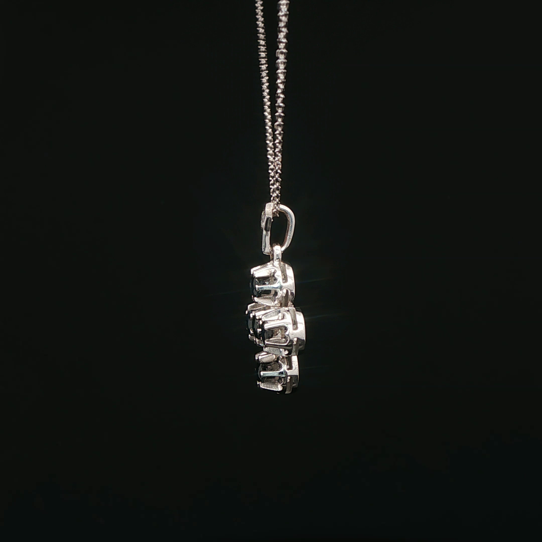 White Gold Charm Necklace with Deep Blue Sapphire