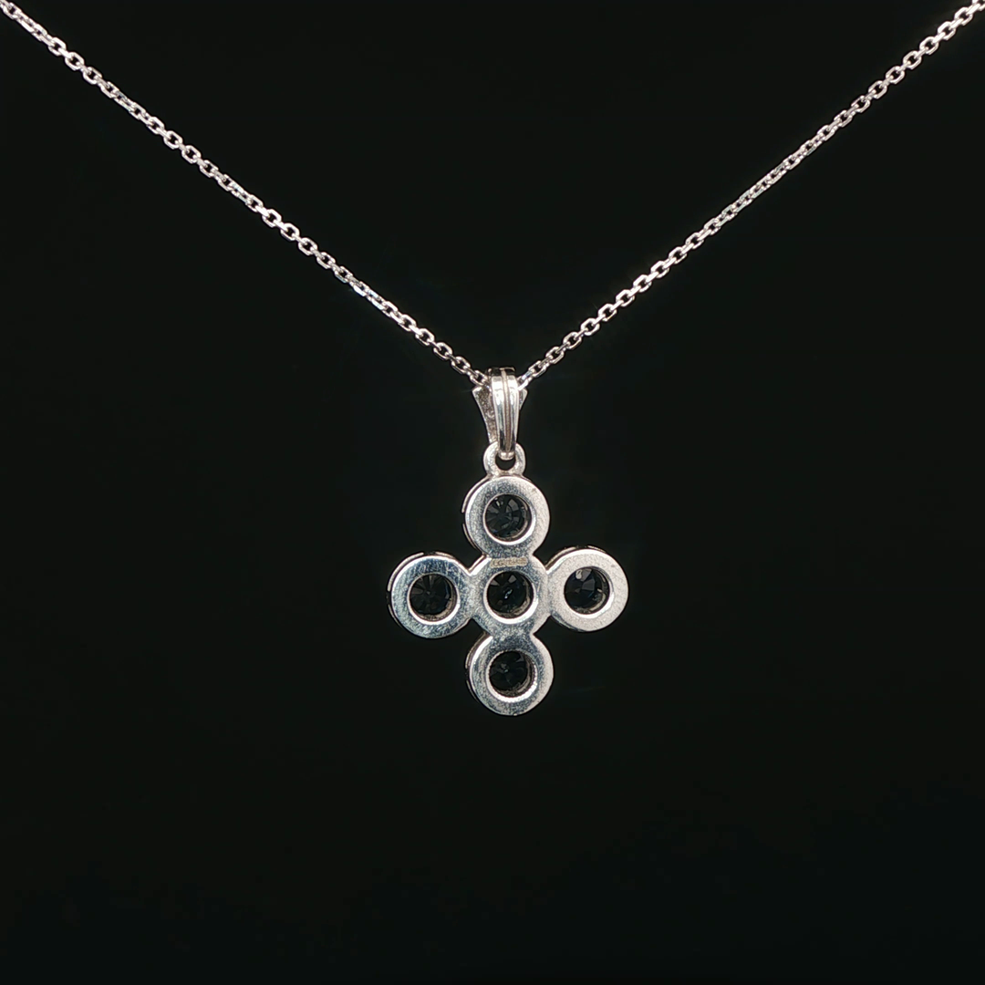 White Gold Charm Necklace with Deep Blue Sapphire