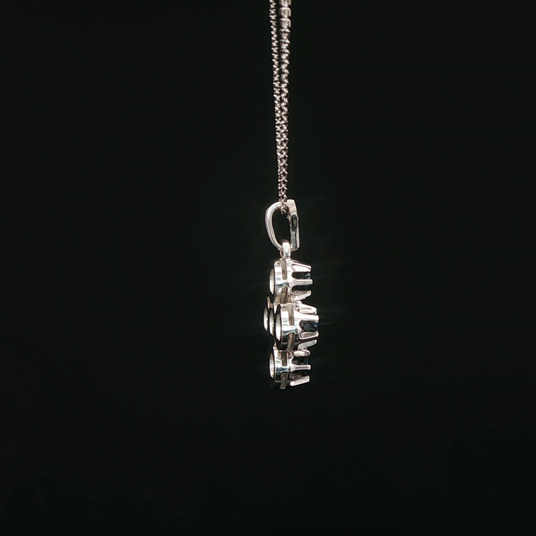 White Gold Charm Necklace with Deep Blue Sapphire