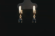 Yellow Gold Dangle Earrings with Pear-Shaped Blue Sapphires