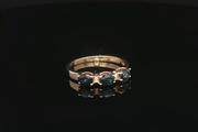 Yellow Gold Ring with Deep Blue Sapphire Cabochons