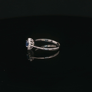 14ct White Gold Ring with Deep Blue Pear Sapphire & Diamond