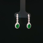 Load image into Gallery viewer, White Gold Earrings with Oval Cabochon Emeralds &amp; Diamonds