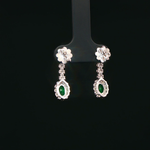 Load image into Gallery viewer, White Gold Earrings with Oval Cabochon Emeralds &amp; Diamonds