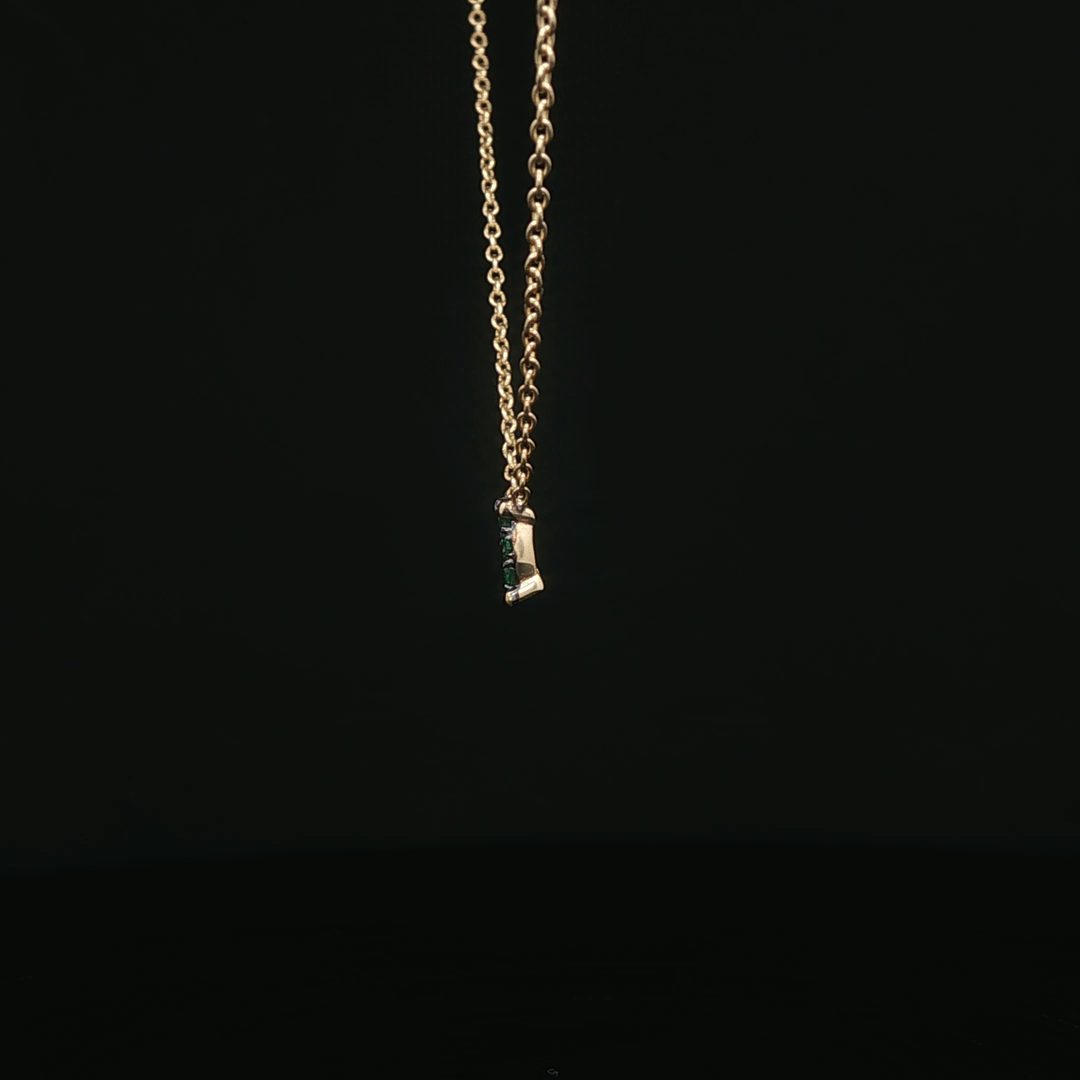 Yellow Gold Chain Necklace with Round Emerald Cluster