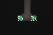 Emerald Stud Earrings in Yellow Gold, Brilliant Cut
