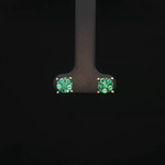 Load image into Gallery viewer, Emerald Stud Earrings in Yellow Gold, Brilliant Cut