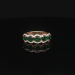 Load image into Gallery viewer, Yellow Gold Diamond Ring with Oval Emeralds