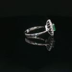 Load image into Gallery viewer, White Gold Cocktail Ring with Oval-Cut Emerald &amp; Diamonds
