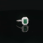 Load image into Gallery viewer, White Gold Emerald Ring with Emerald &amp; Diamond