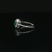 White Gold Emerald Ring with Emerald & Diamond
