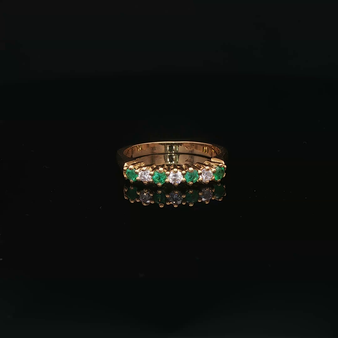 Emerald and Diamond Yellow Gold Ring