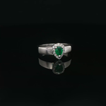 Load image into Gallery viewer, White Gold Cocktail Ring with Pear-Shaped Emerald &amp; Diamonds