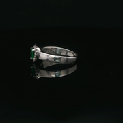 White Gold Cocktail Ring with Pear-Shaped Emerald & Diamonds