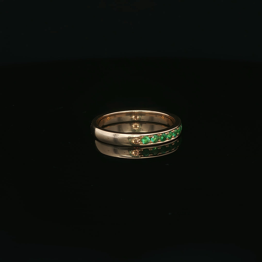 Yellow Gold Eternity Ring with Round Cut Emeralds