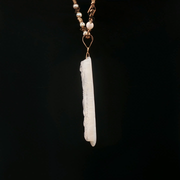 Yellow Gold Chain Necklace with Carved MoP Pendant