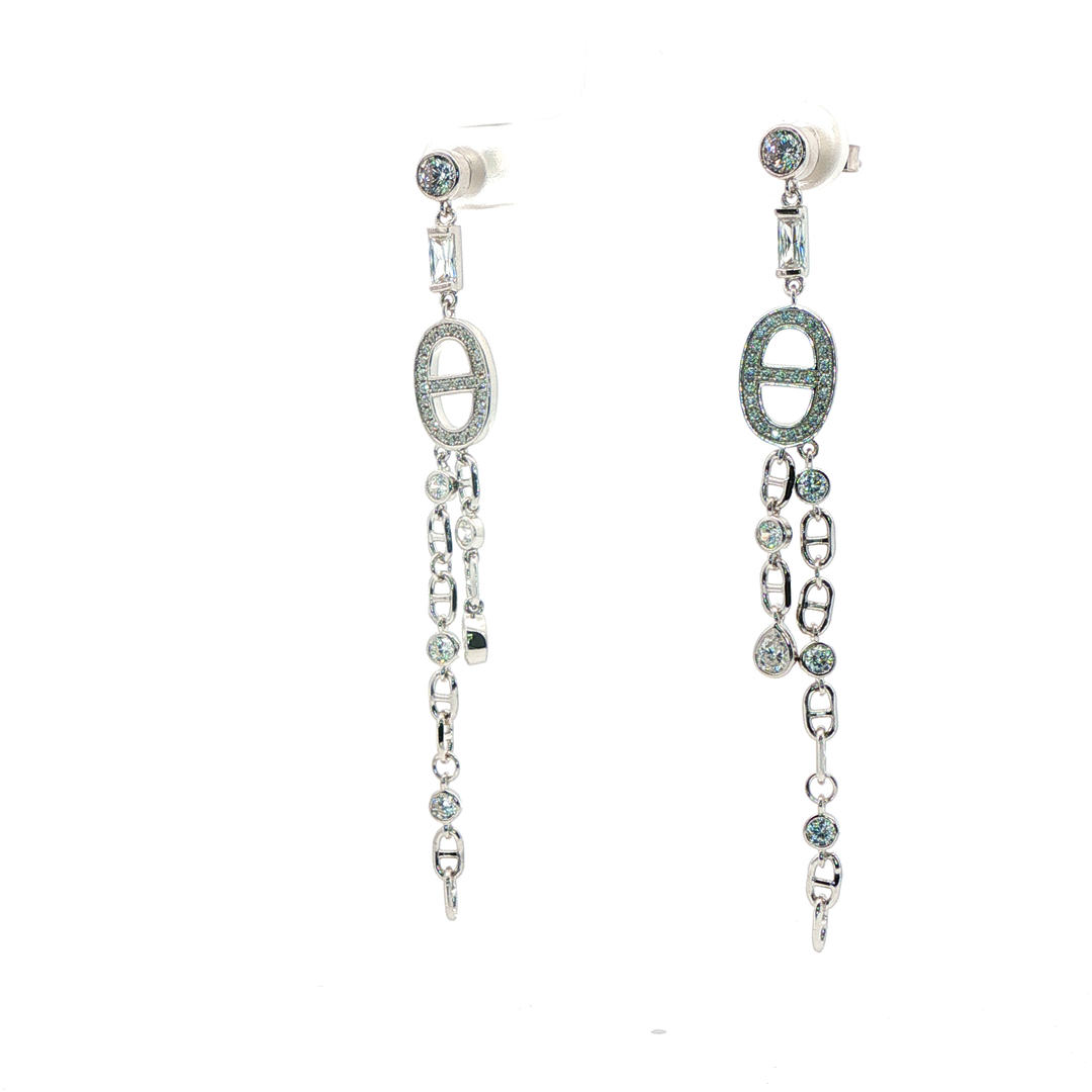 Silver Drop CZ Earrings