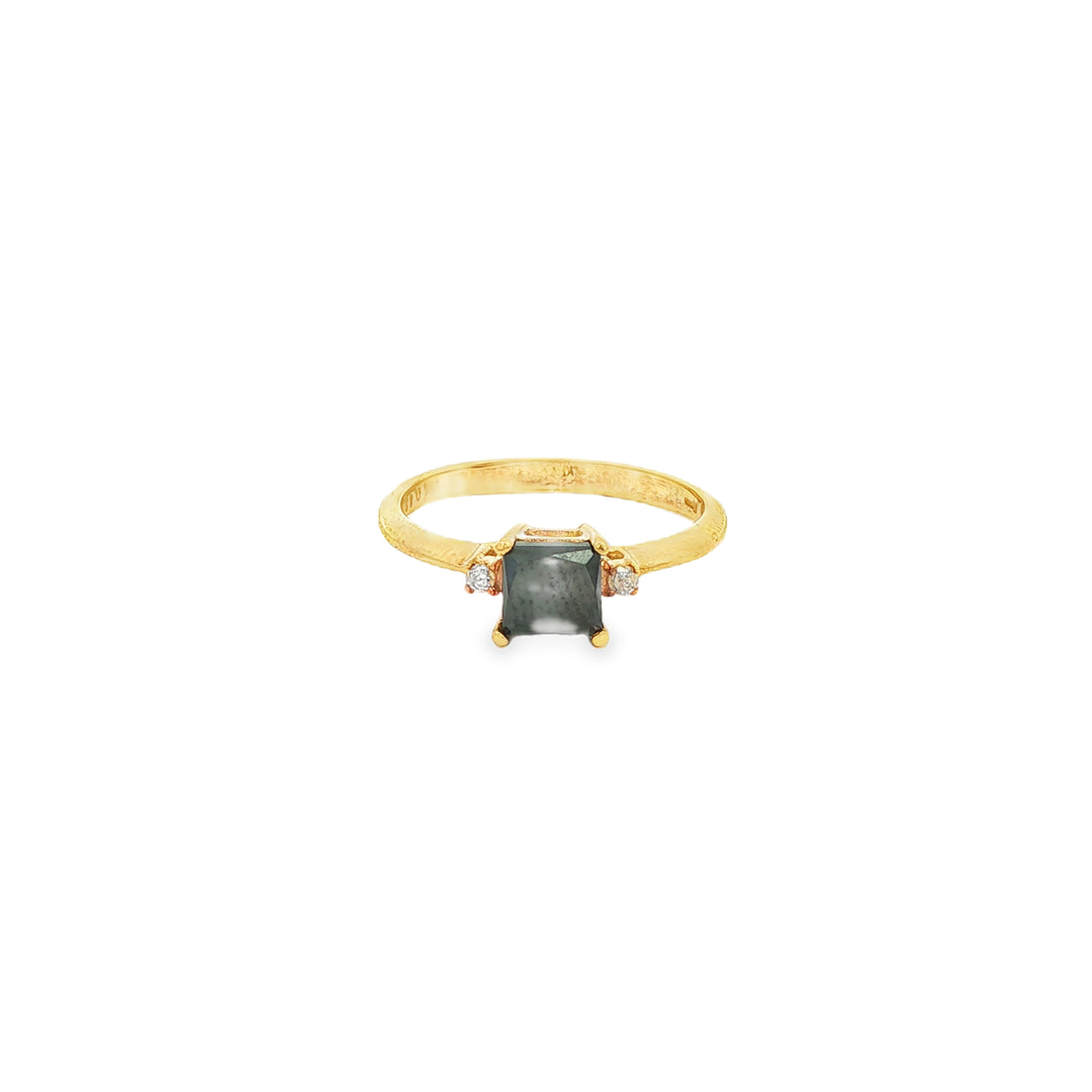 9ct Yellow Gold Ring with Square Fancy Black Diamond