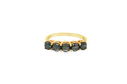 9ct Yellow Gold Ring with Round Brilliant Cut Fancy Black Diamonds