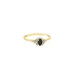 Load image into Gallery viewer, Yellow Gold Multi-Stone Ring with Deep Blue Sapphire