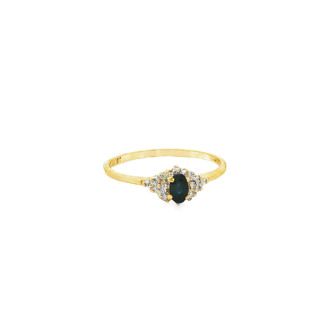 Yellow Gold Multi-Stone Ring with Deep Blue Sapphire