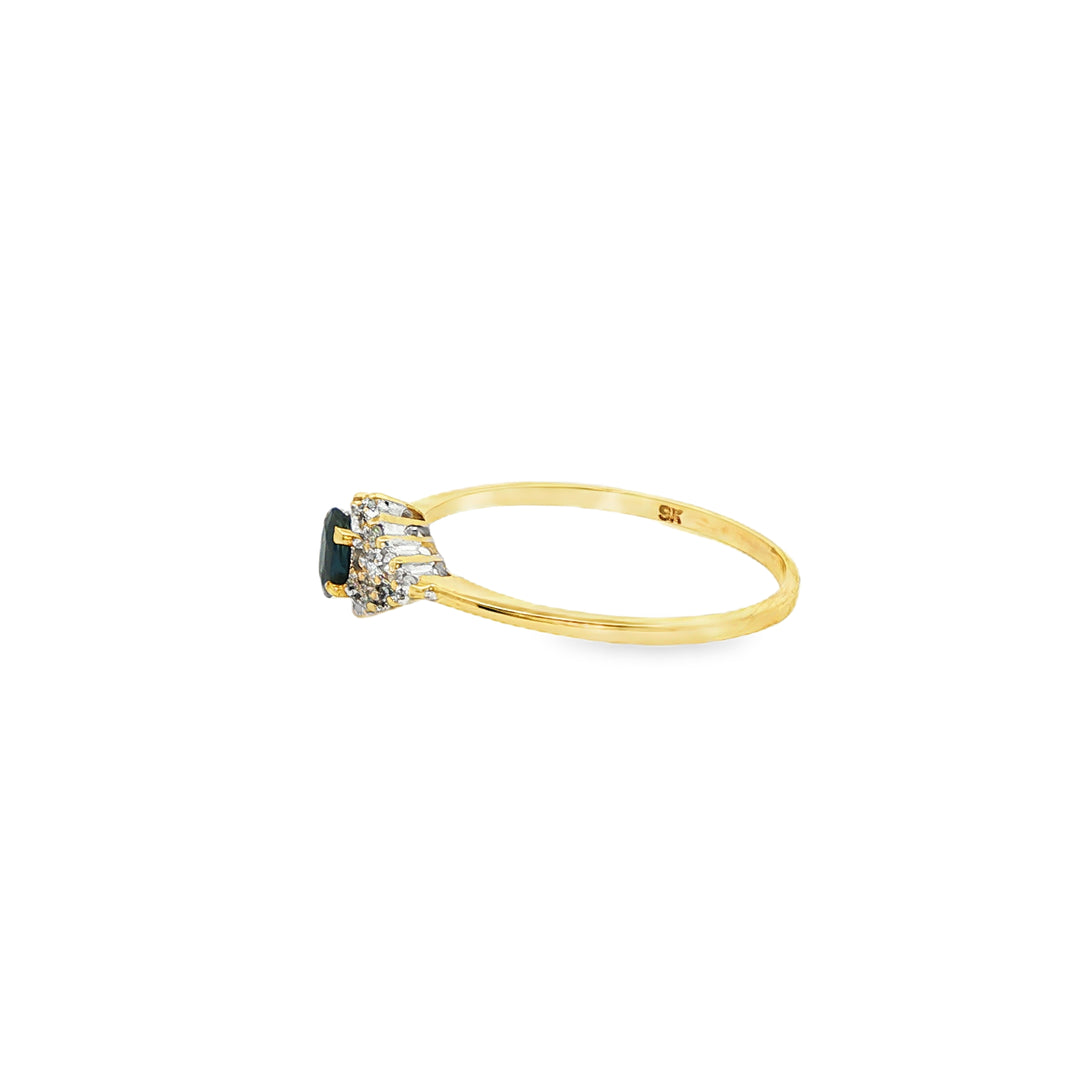 Yellow Gold Multi-Stone Ring with Deep Blue Sapphire