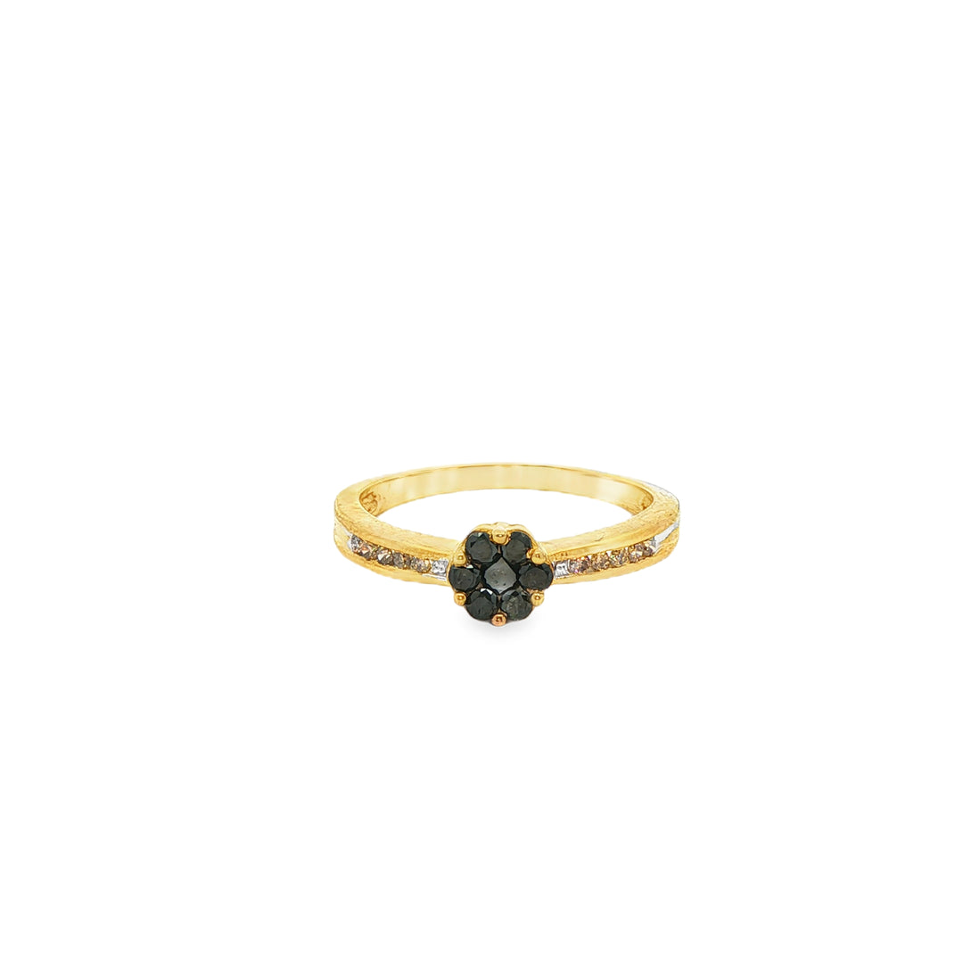 9ct Yellow Gold Multistone Ring with Fancy Black Diamonds