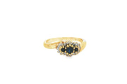 9ct Yellow Gold Multistone Ring with Deep Blue Sapphires
