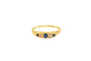 18ct Yellow Gold Multistone Ring with Deep Blue Sapphire Cabochons