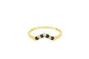 9ct Yellow Gold Multi-Stone Ring with Round Sapphire and Diamond