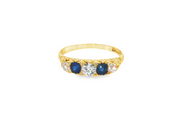 Yellow Gold Multistone Ring with Royal Blue Sapphire