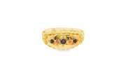 18ct Gold Band Ring with Deep Blue Sapphire