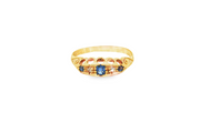 18ct Yellow Gold Ring with Royal Blue Sapphire & Diamonds