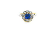 9ct Gold & Silver Ring with Synthetic Sapphire