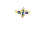 18ct Gold Ring with Royal Blue Sapphire & Diamonds
