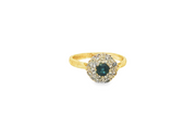 18ct Gold Ring with Deep Blue Sapphire & Diamonds