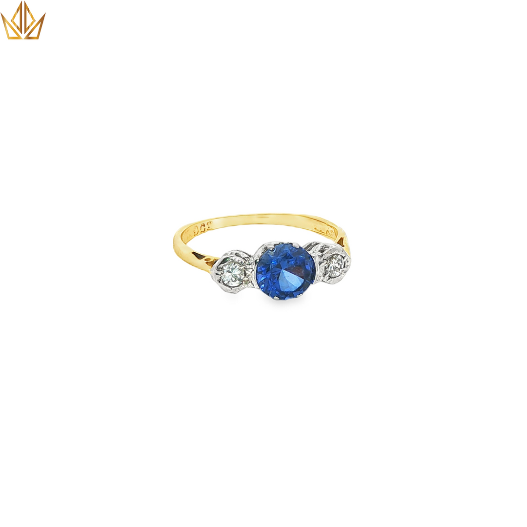 9ct Gold Ring with Tanzanite & Diamonds