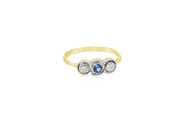 9ct Gold Ring with Diamonds & Sapphire