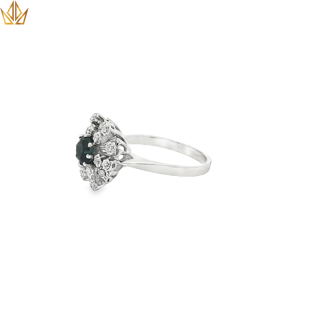 18ct White Gold Cocktail Ring with Sapphire & Diamonds